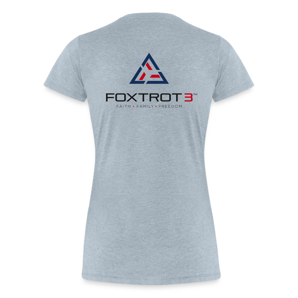 FOXTROT3 Women's "Classic" Dark Logo - heather ice blue